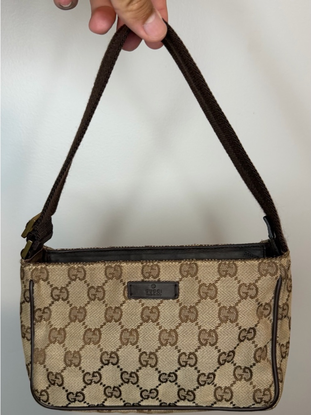 Gucci Beige and Brown GG Canvas Shoulder Bag